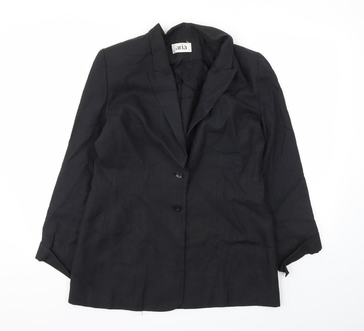 Aria Womens Black Jacket Blazer Size 12