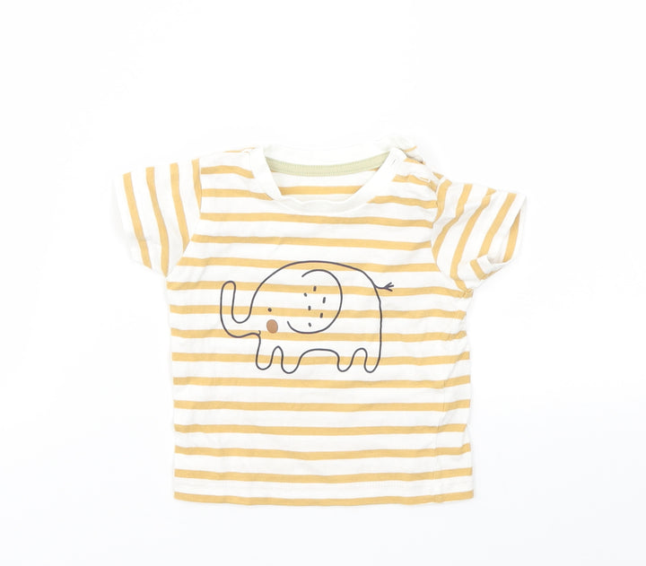 Matalan Boys Brown Striped Basic T-Shirt Size 3-6 Months
