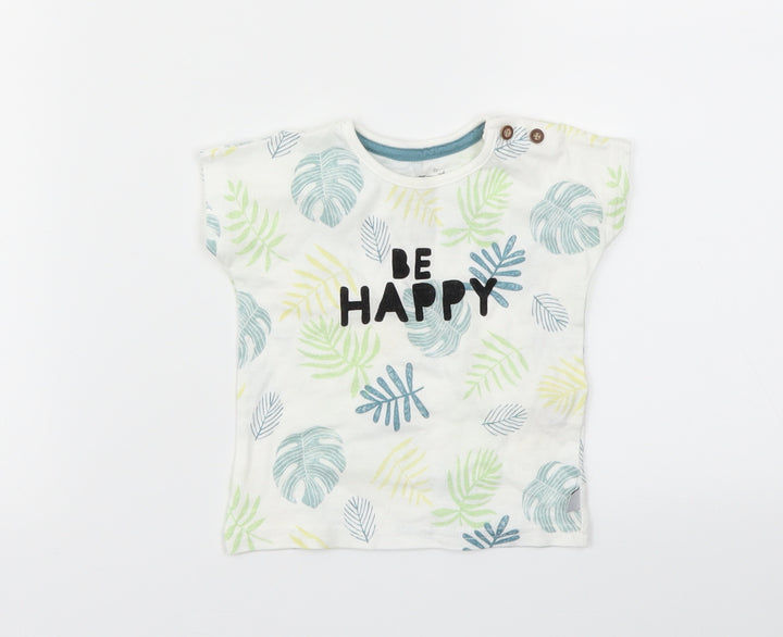 F&F Boys Green Floral Basic T-Shirt Size 3-6 Months