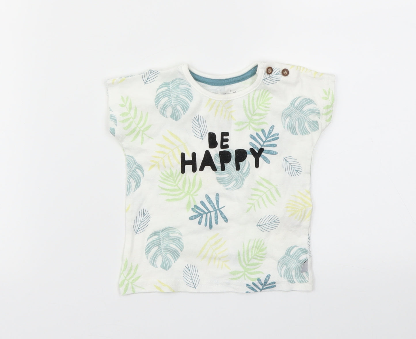F&F Boys Green Floral  Basic T-Shirt Size 3-6 Months