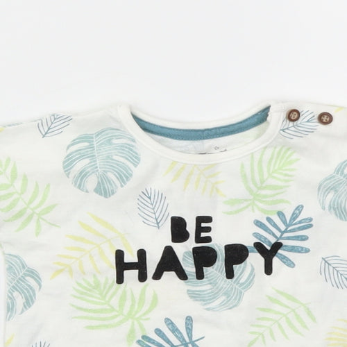 F&F Boys Green Floral  Basic T-Shirt Size 3-6 Months