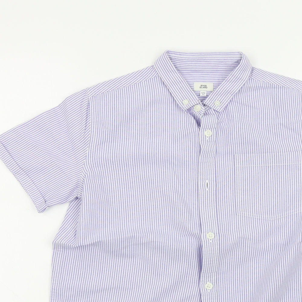 River Island Boys Blue Striped  Basic Button-Up Size 11-12 Years
