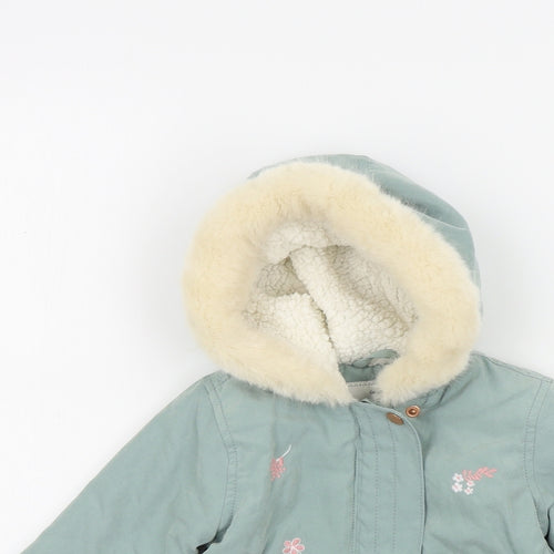 George Girls Green Colourblock  Basic Coat Coat Size 9-12 Months