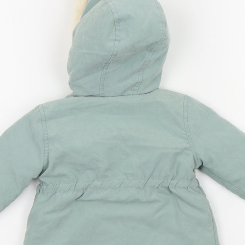George Girls Green Colourblock  Basic Coat Coat Size 9-12 Months