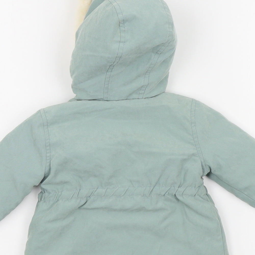 George Girls Green Colourblock  Basic Coat Coat Size 9-12 Months