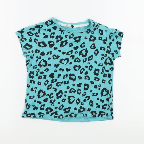 pep-co Girls Blue Geometric  Basic T-Shirt Size 7 Years