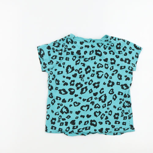 pep-co Girls Blue Geometric  Basic T-Shirt Size 7 Years