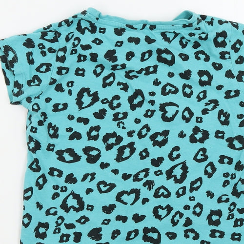 pep-co Girls Blue Geometric  Basic T-Shirt Size 7 Years