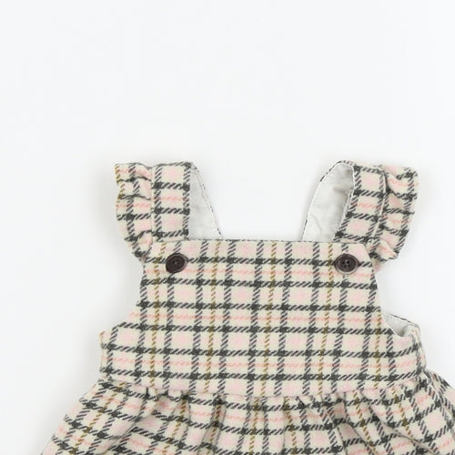 F&F Girls Brown Check  Pinafore/Dungaree Dress  Size 0-3 Months