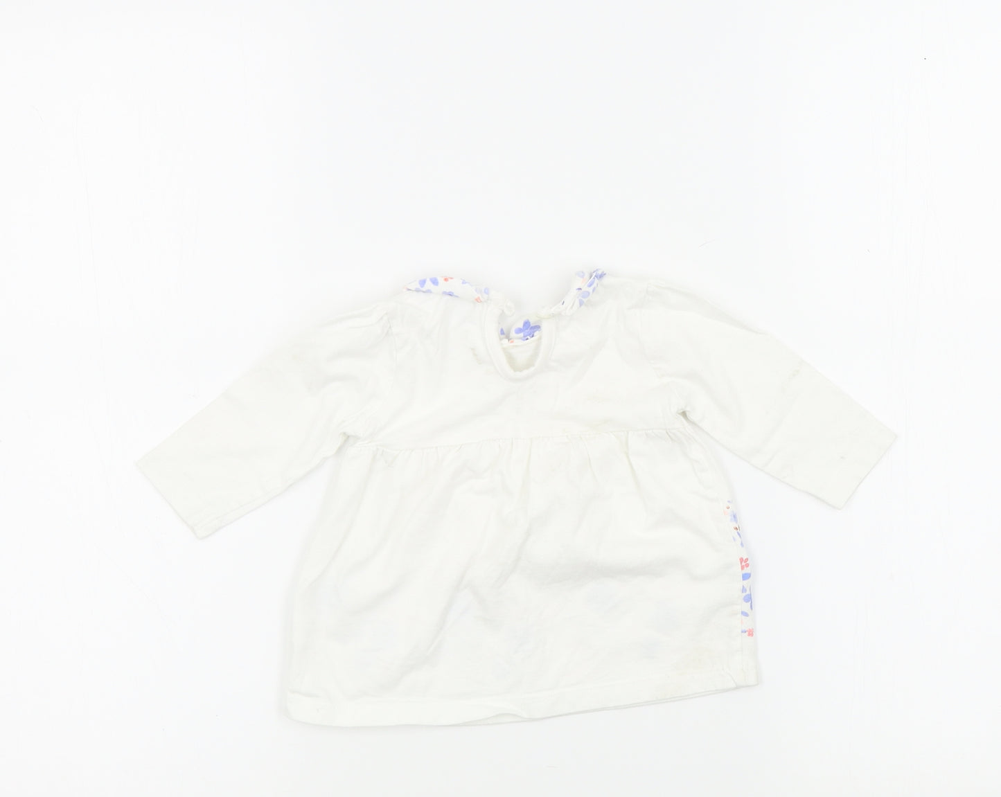 George Girls White Floral  Basic T-Shirt Size 0-3 Months