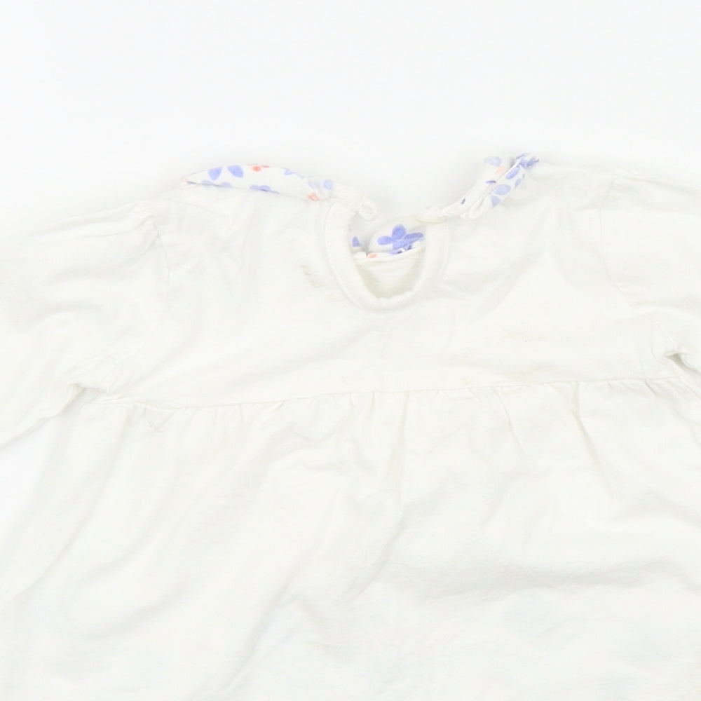George Girls White Floral  Basic T-Shirt Size 0-3 Months