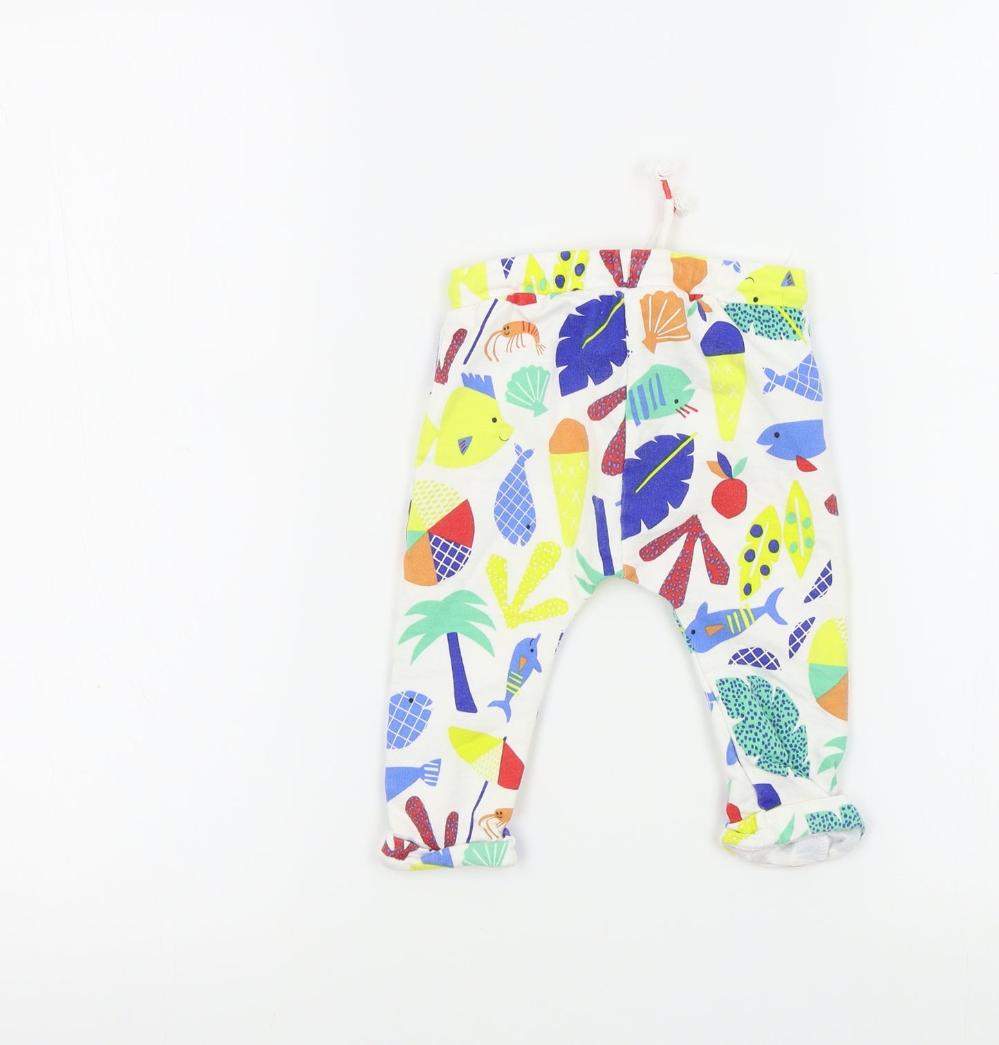 M&S Boys Ivory Colourblock  Jogger Trousers Size 9-12 Months