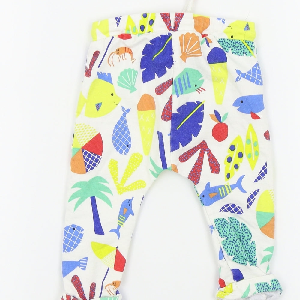 M&S Boys Ivory Colourblock  Jogger Trousers Size 9-12 Months