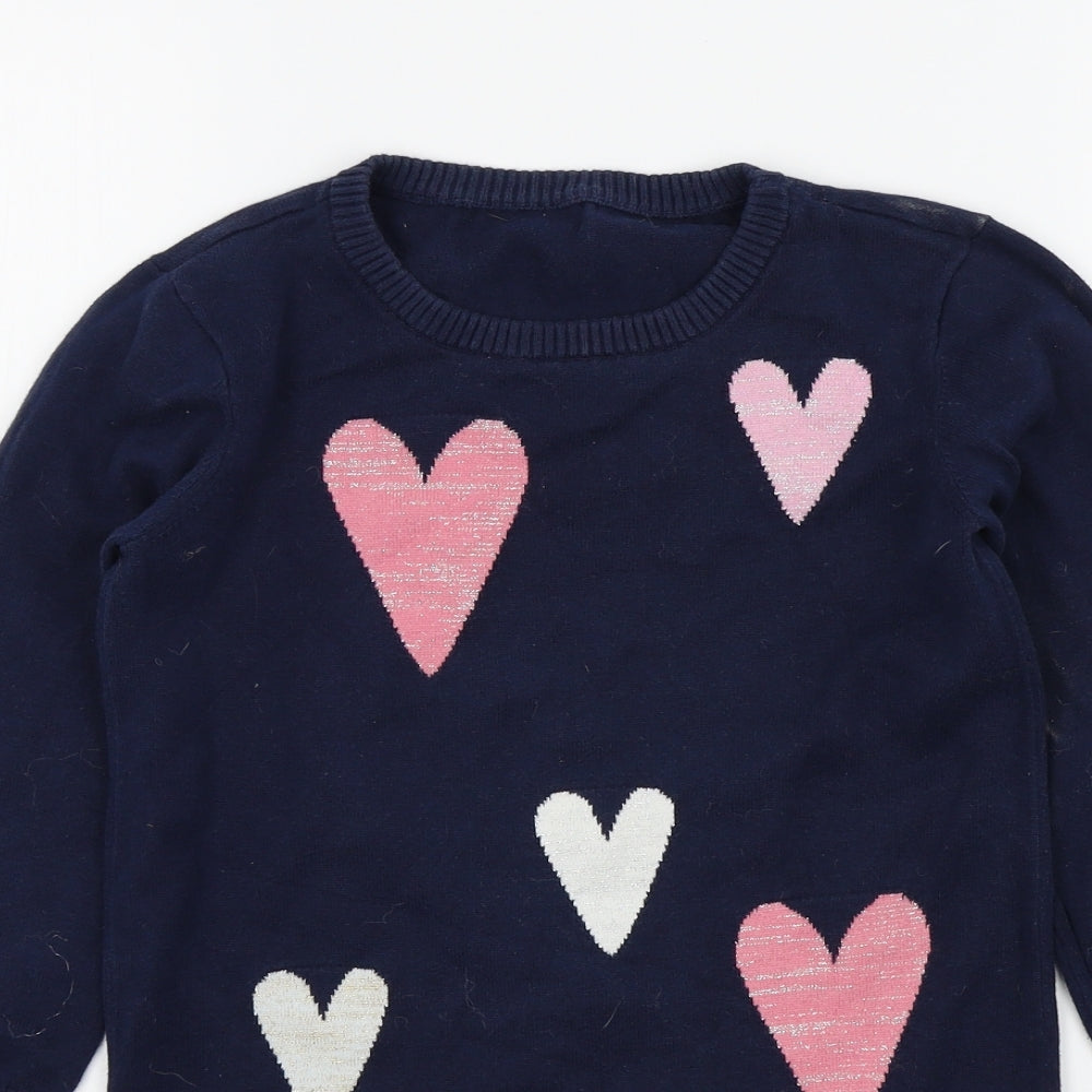 Nutmeg Girls Black Colourblock  Pullover Jumper Size 6-7 Years