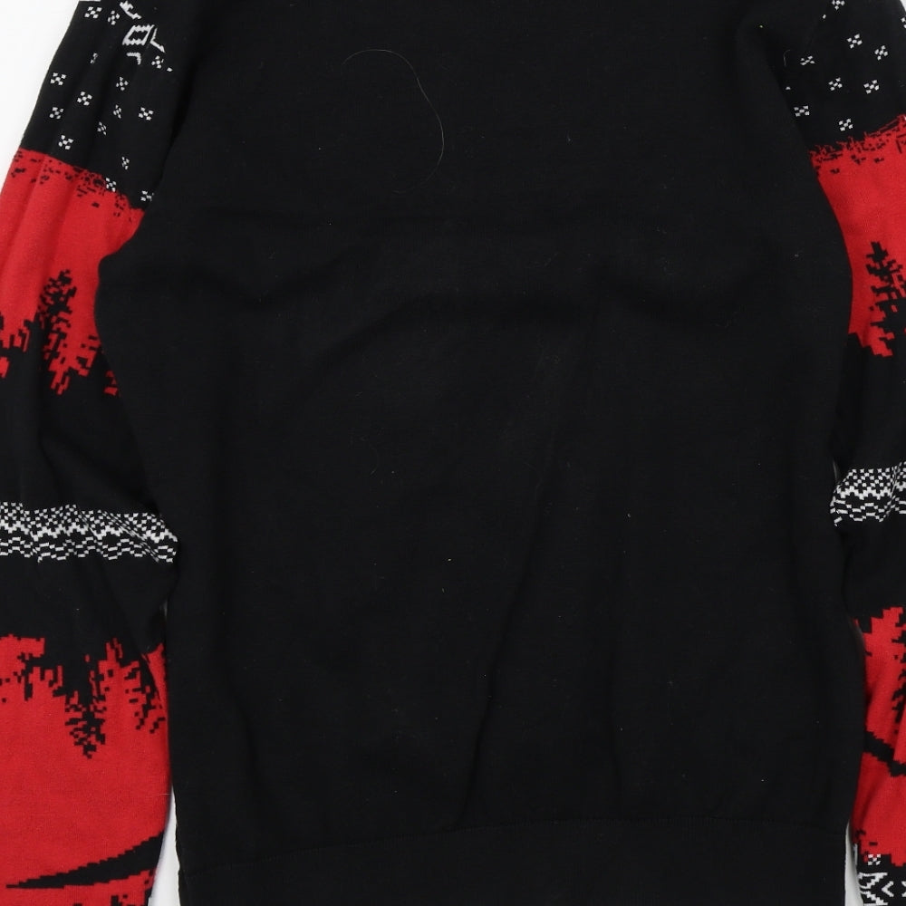 Primark Boys Black Colourblock  Pullover Jumper Size M