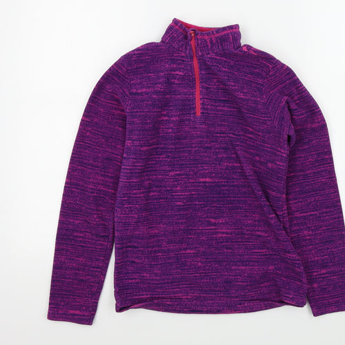 DECATHLON Girls Purple Colourblock  Pullover Jumper Size S