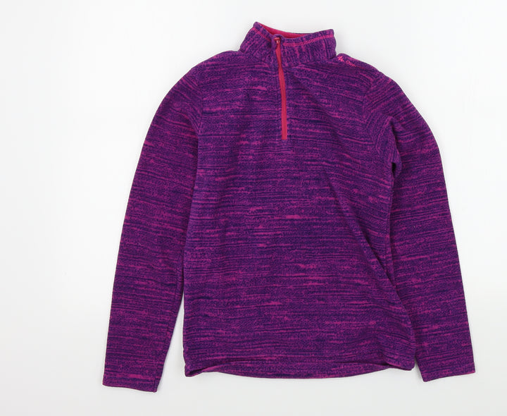 DECATHLON Girls Purple Colourblock  Pullover Jumper Size S