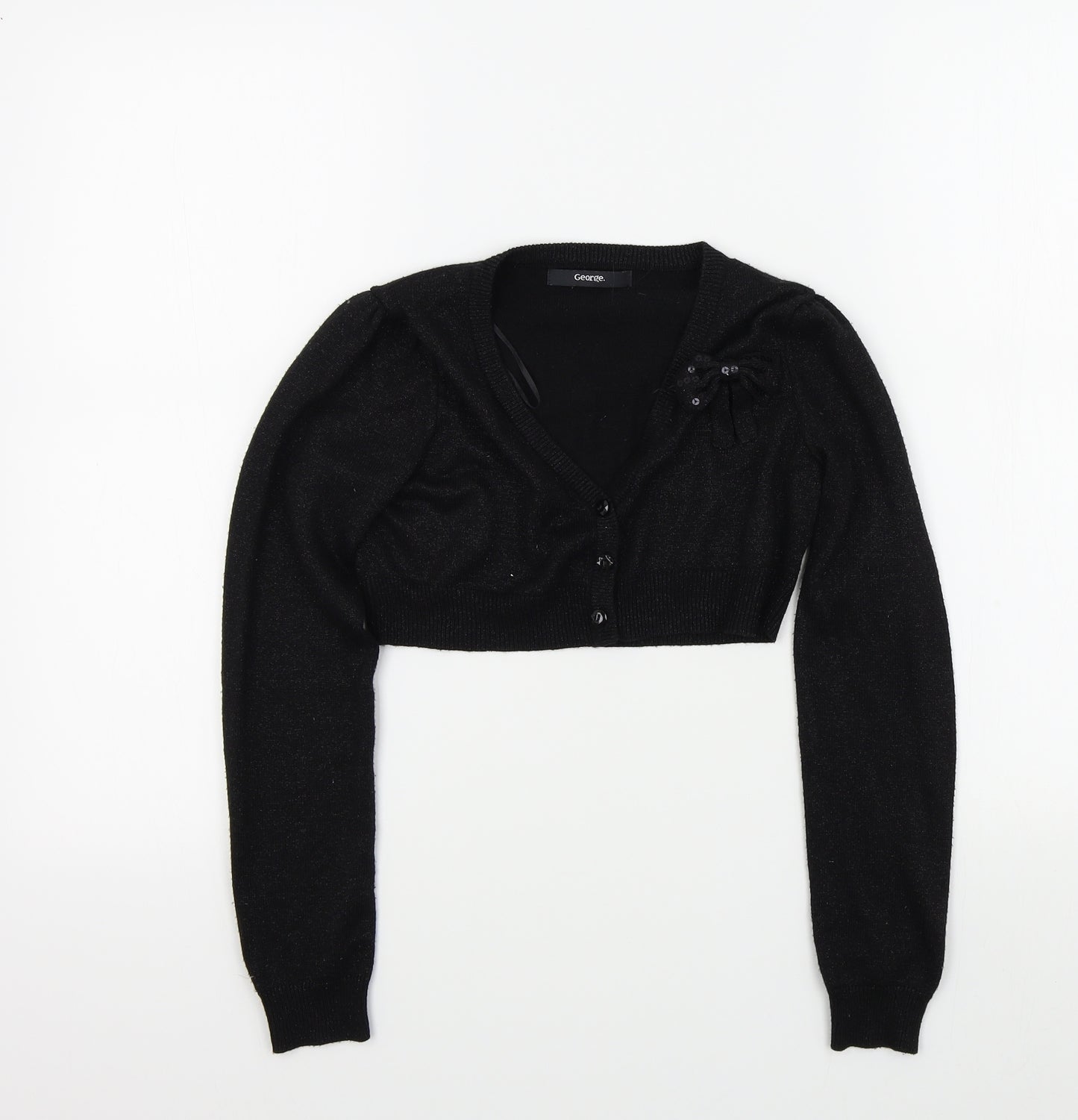 George Girls Black Colourblock  Cardigan Jumper Size 10 Years