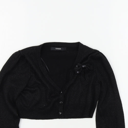 George Girls Black Colourblock  Cardigan Jumper Size 10 Years