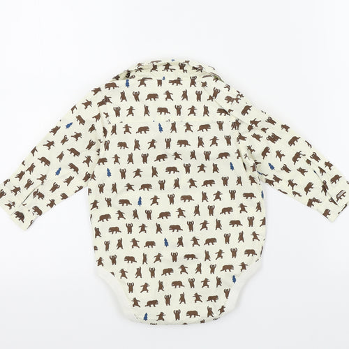 M&S Boys Beige Colourblock  Babygrow One-Piece Size 6-9 Months