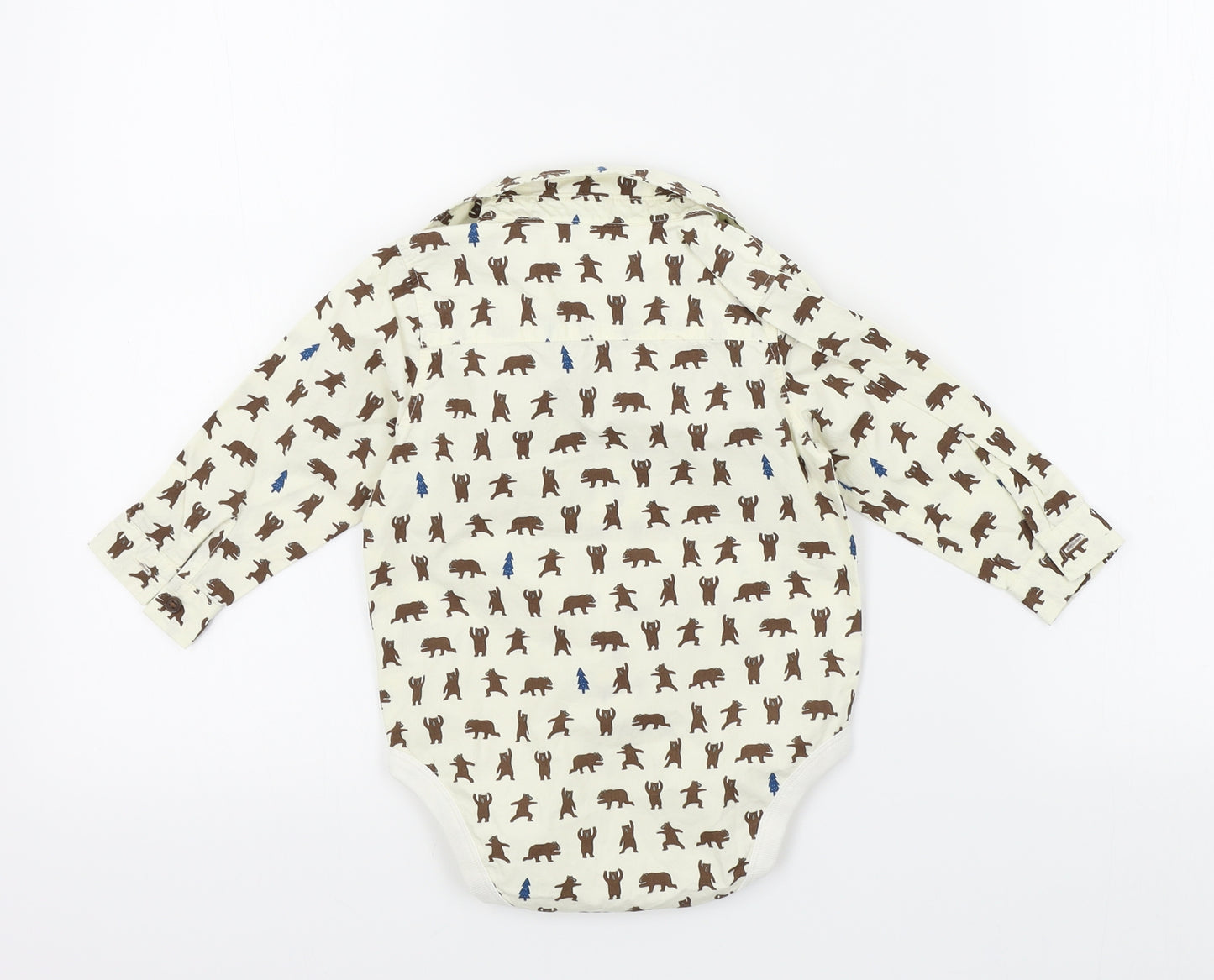 M&S Boys Beige Colourblock  Babygrow One-Piece Size 6-9 Months