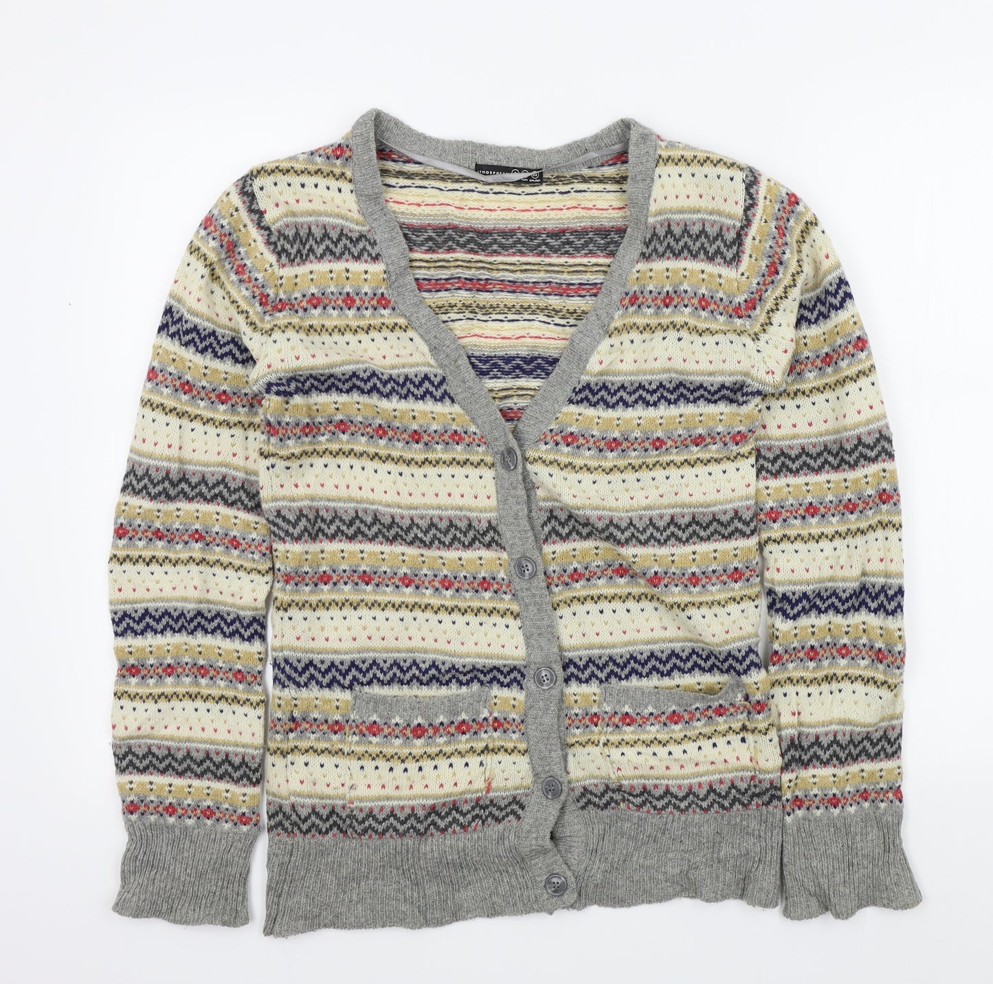 Primark Womens Brown Geometric  Cardigan Jumper Size 8
