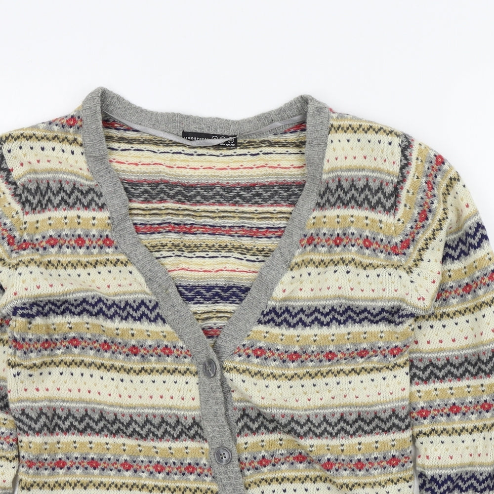 Primark Womens Brown Geometric  Cardigan Jumper Size 8