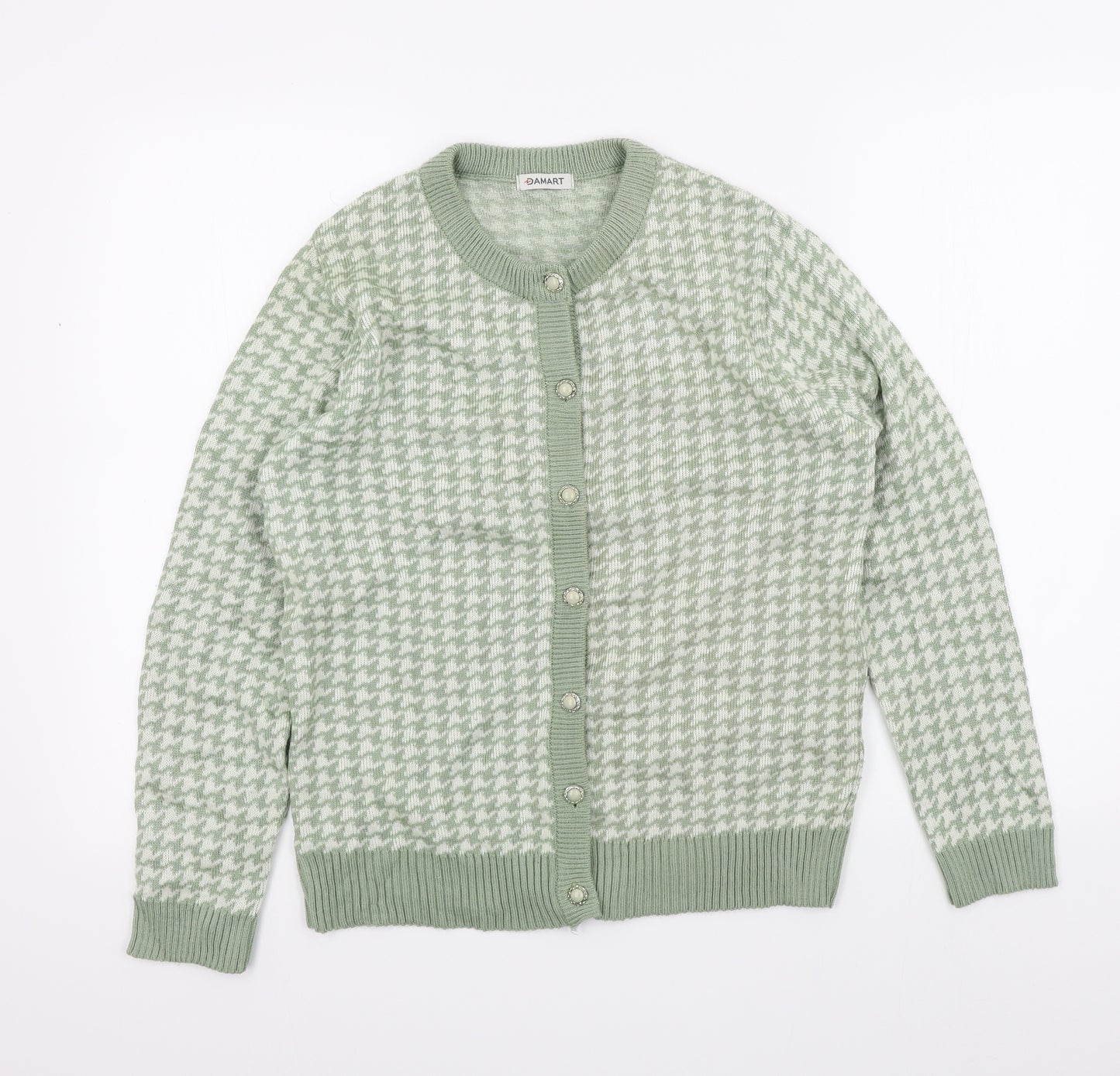 DMART Womens Green Geometric  Cardigan Jumper Size 10