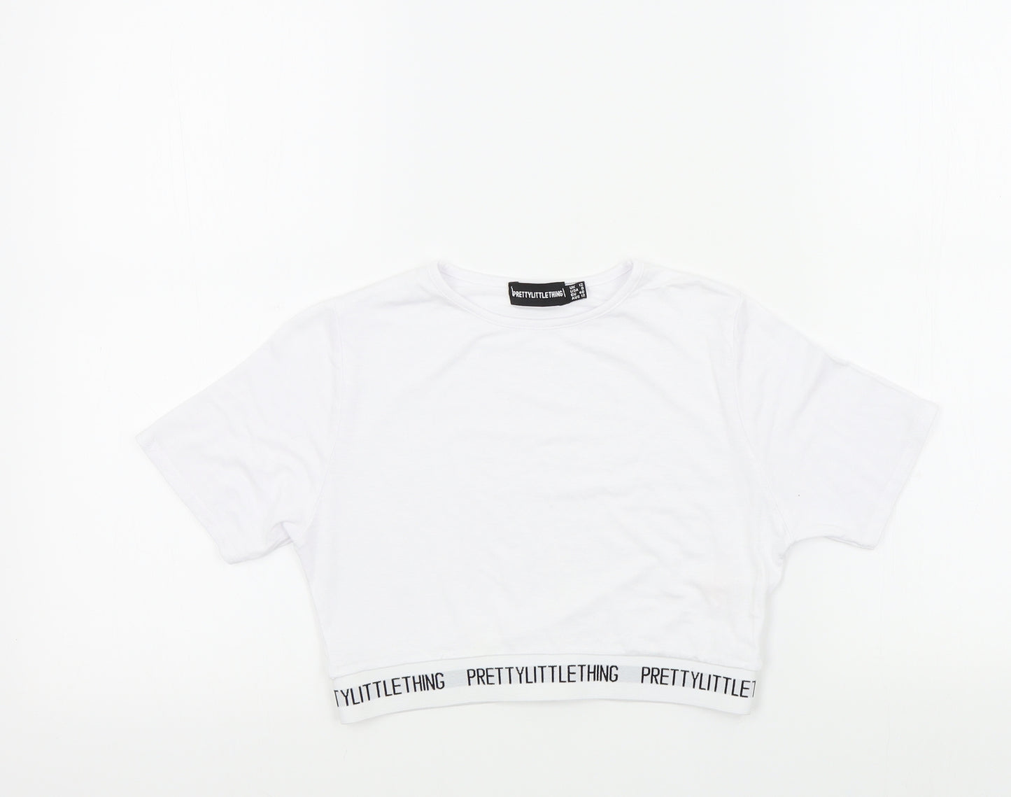 PRETTYLITTLETHING Womens White Colourblock  Basic T-Shirt Size 12