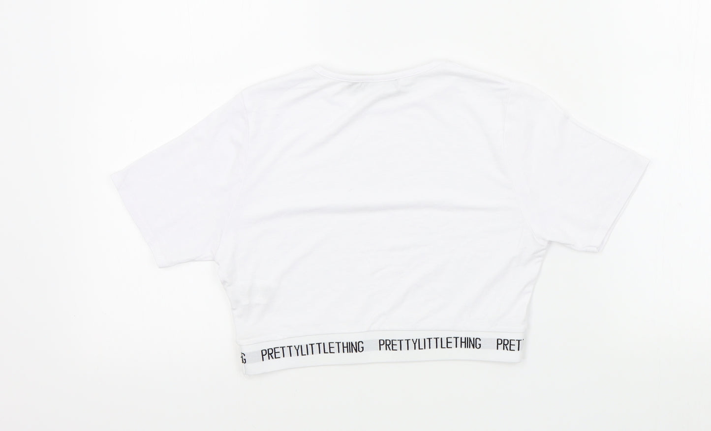 PRETTYLITTLETHING Womens White Colourblock  Basic T-Shirt Size 12