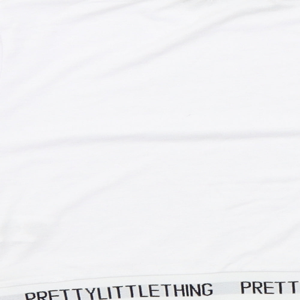 PRETTYLITTLETHING Womens White Colourblock  Basic T-Shirt Size 12