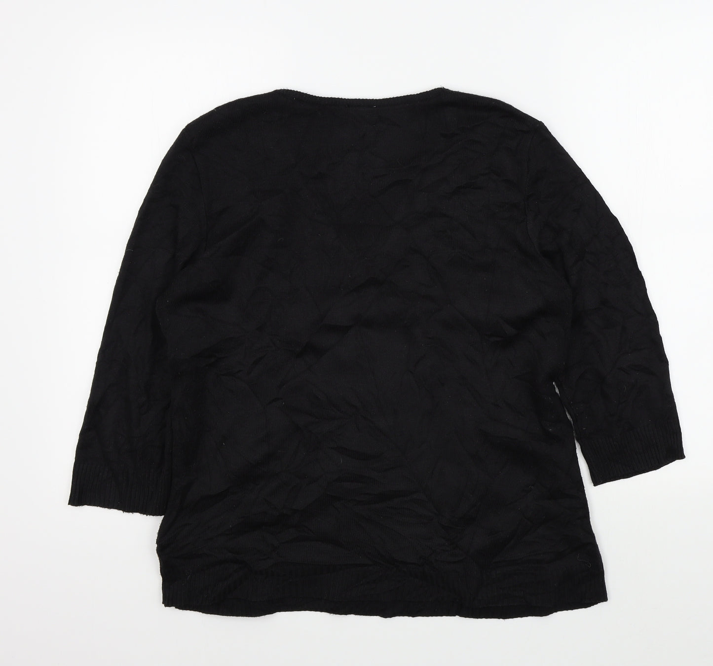 Preworn Womens Black Geometric  Pullover Jumper Size 14