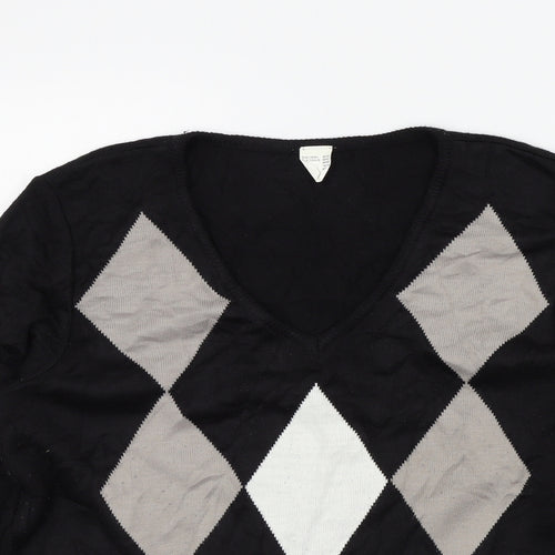 Preworn Womens Black Geometric  Pullover Jumper Size 14