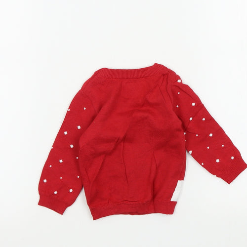 Primark Boys Red Spotted  Pullover Jumper Size 3-6 Months  - christmas jumper