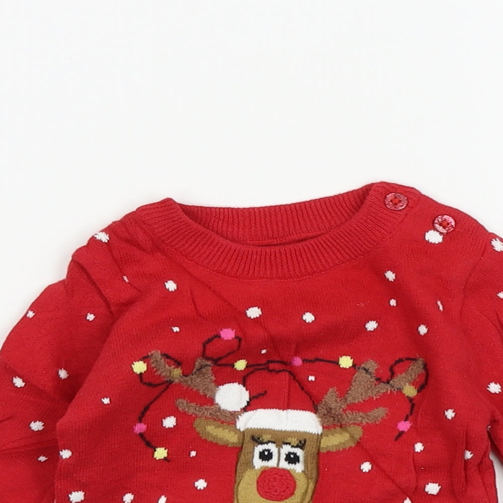 Primark Boys Red Spotted  Pullover Jumper Size 3-6 Months  - christmas jumper