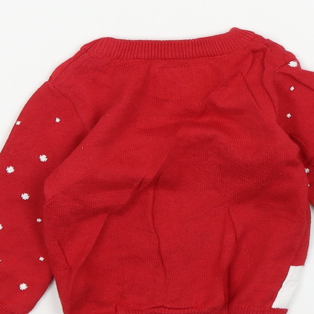 Primark Boys Red Spotted  Pullover Jumper Size 3-6 Months  - christmas jumper