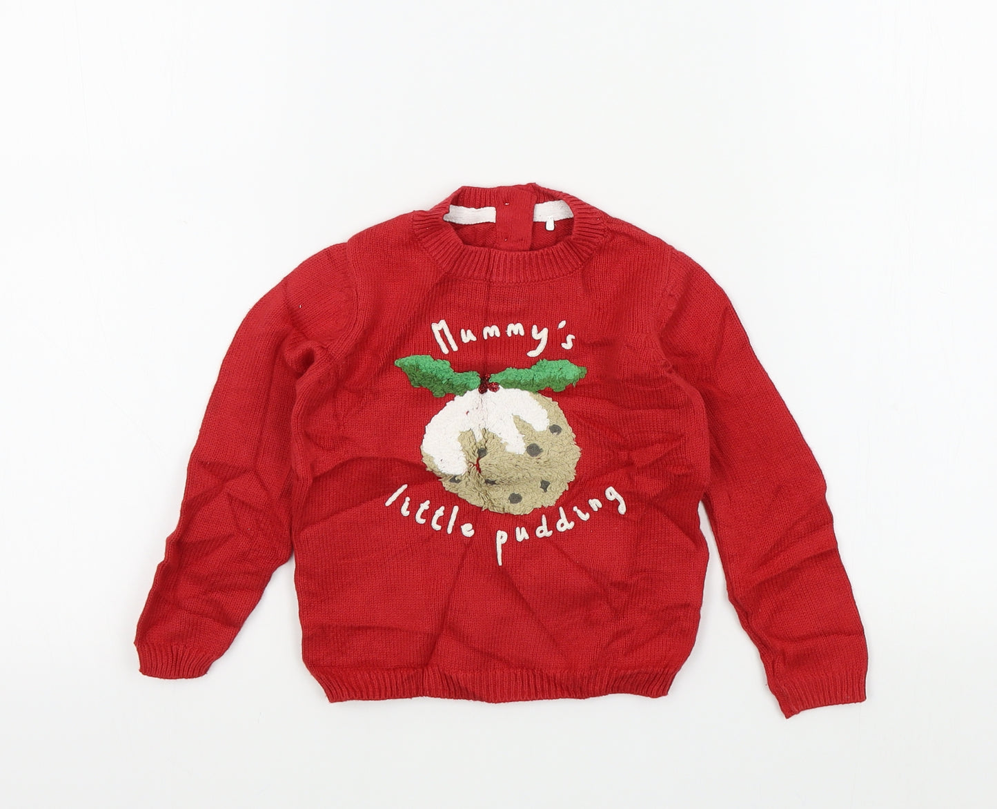 Mothercare Boys Red Colourblock  Pullover Jumper Size 18-24 Months  - christmas jumper
