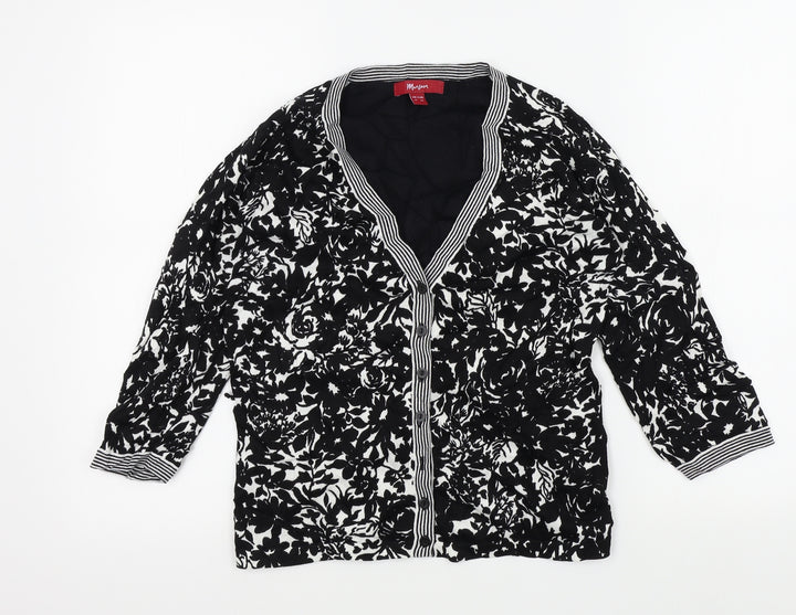Monsoon Womens Black Geometric Cardigan Jumper Size 12