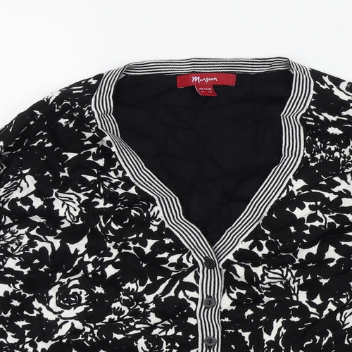 Monsoon Womens Black Geometric  Cardigan Jumper Size 12