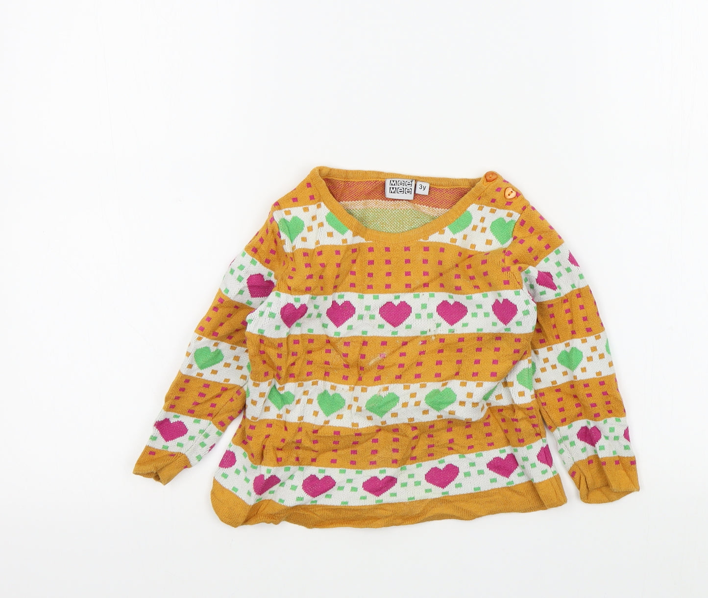mee mee Girls White Colourblock  Pullover Jumper Size 3 Years