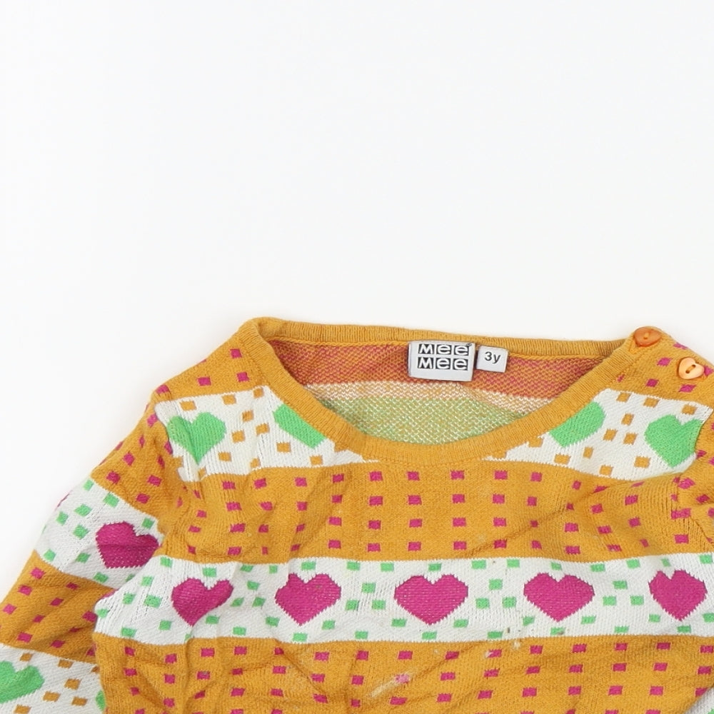 mee mee Girls White Colourblock  Pullover Jumper Size 3 Years