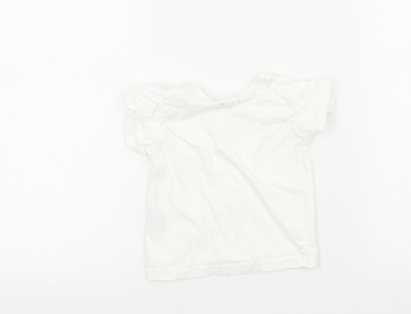 Jeff&co Girls White   Basic T-Shirt Size 18-24 Months