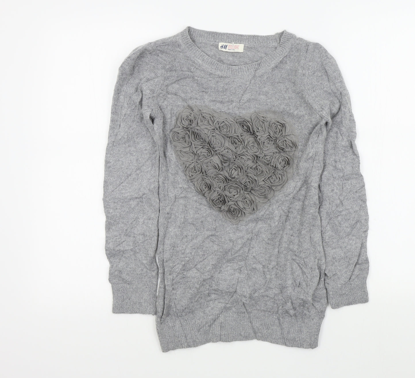 H&M Girls Grey   Pullover Jumper Size 14-15 Years