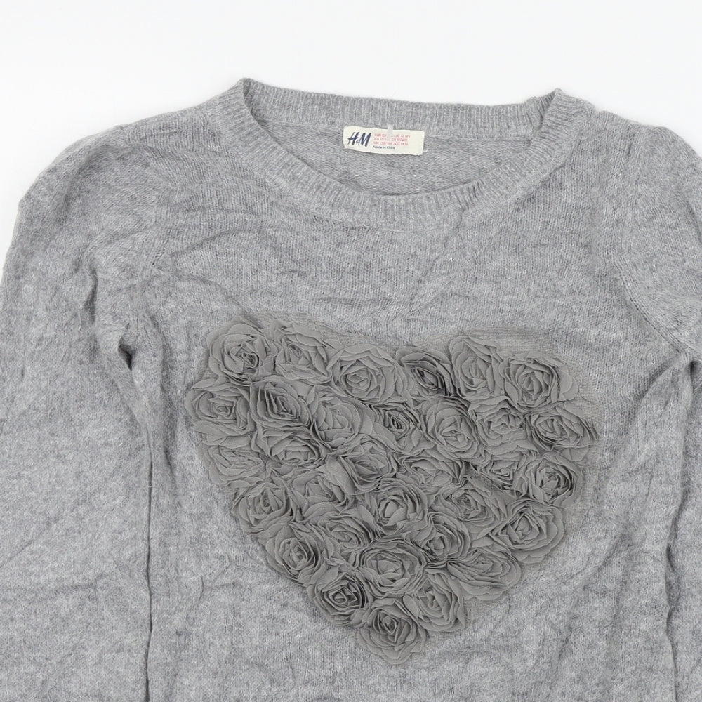 H&M Girls Grey   Pullover Jumper Size 14-15 Years