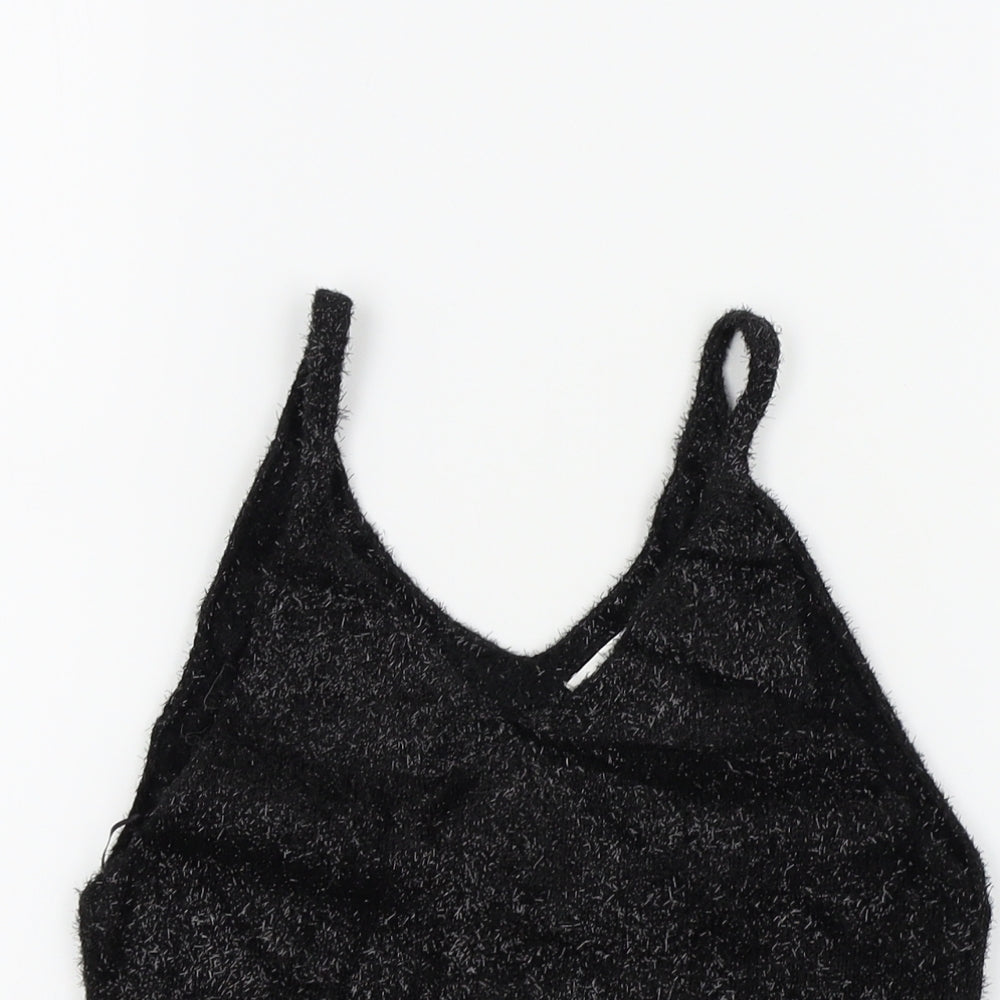 Topshop Womens Black Colourblock  Basic T-Shirt Size 8