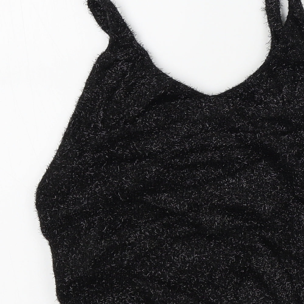 Topshop Womens Black Colourblock  Basic T-Shirt Size 8