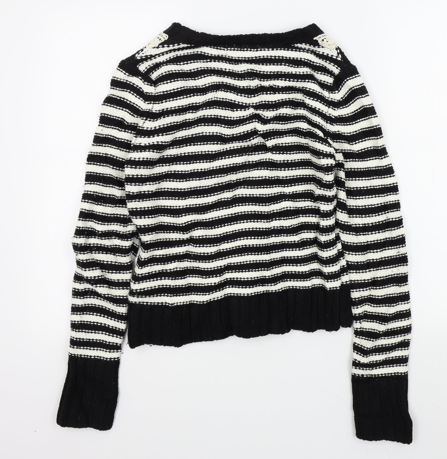 F&F Womens Black Striped  Pullover Jumper Size 10