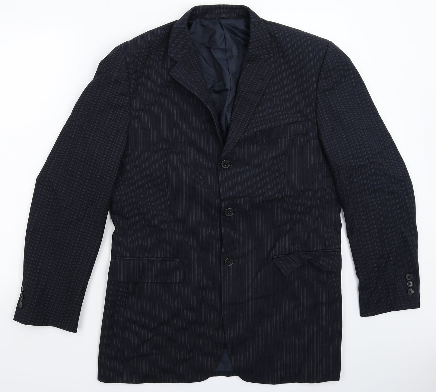 Burton Mens Blue Striped  Jacket Suit Jacket Size 40