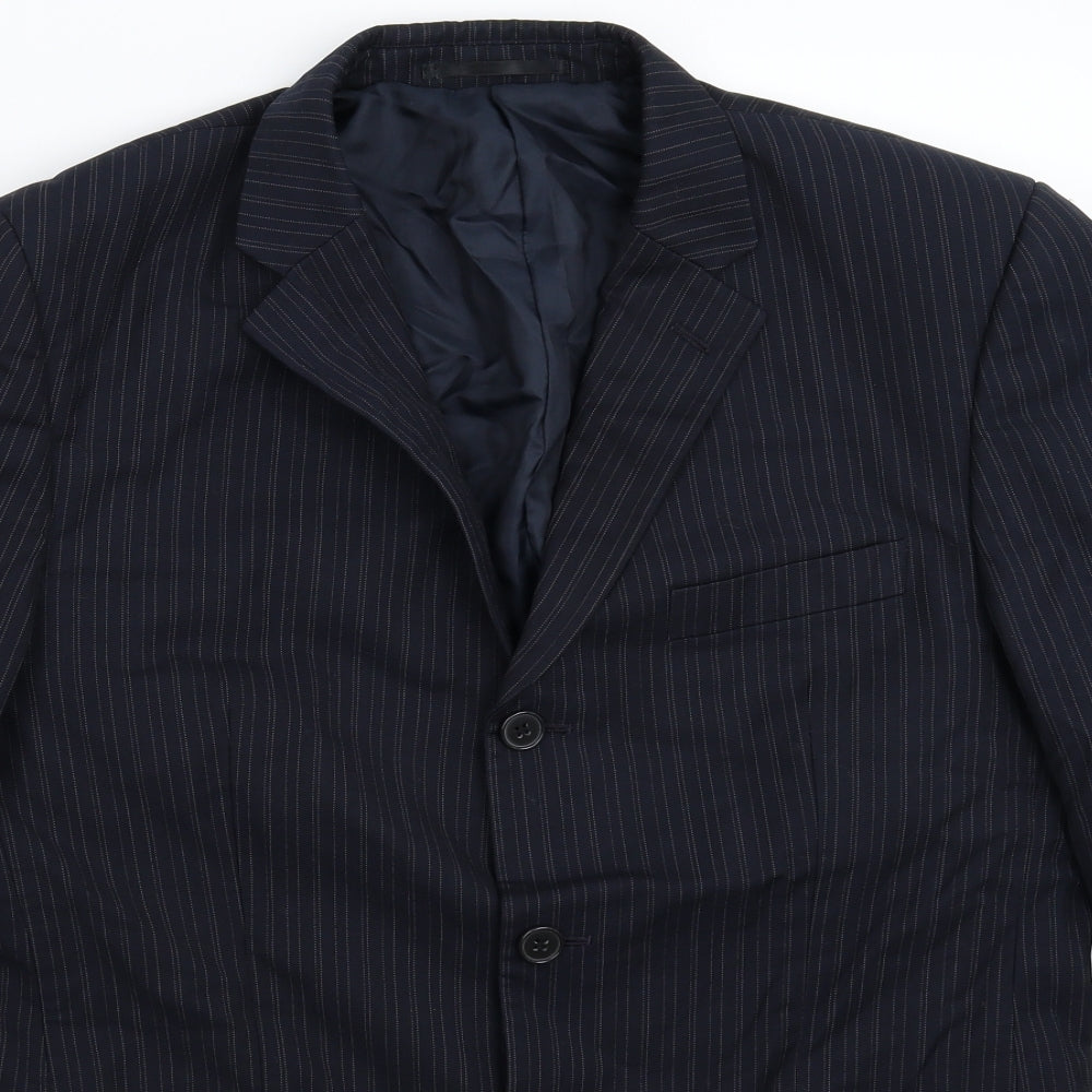 Burton Mens Blue Striped  Jacket Suit Jacket Size 40