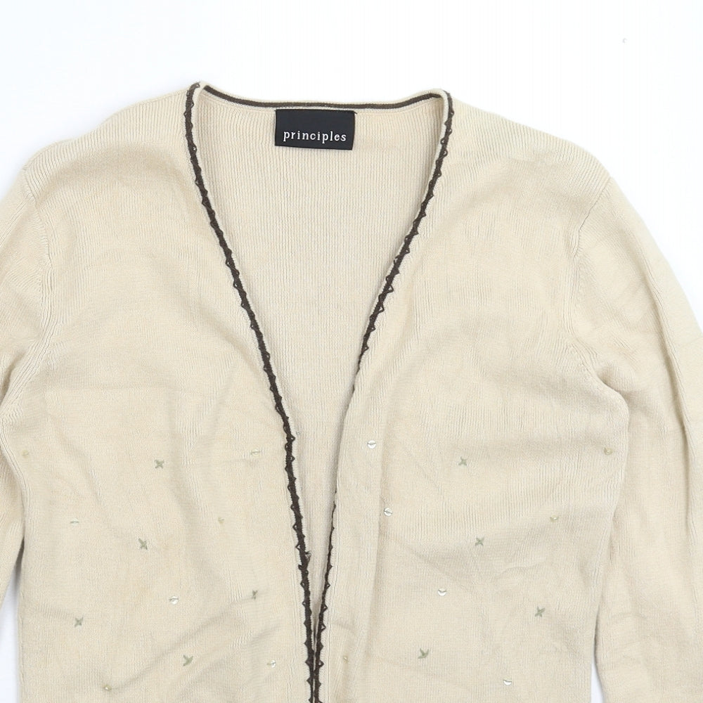 Principles Womens Beige  Knit Cardigan Jumper Size 12